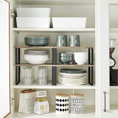 4-Piece Adjustable Cabinet Shelf Organizer Set for Kitchen, Pantry, and Countertop Storage