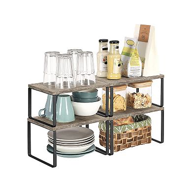 4-Piece Adjustable Cabinet Shelf Organizer Set for Kitchen, Pantry, and Countertop Storage