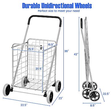 Portable Folding Shopping Cart Utility For Grocery Laundry