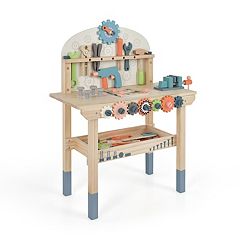 Qaba 64-piece Kids Tool Workbench, Toddler Construction Workshop