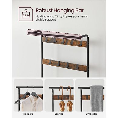 Coat Rack, Hall Tree With Shoe Bench For Entryway, Industrial Accent Furniture With Steel Frame