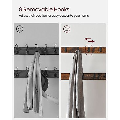 Coat Rack, Hall Tree With Shoe Bench For Entryway, Industrial Accent Furniture With Steel Frame
