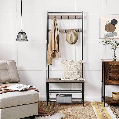 Coat Rack Hall Tree With Shoe Storage Bench