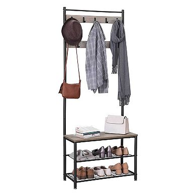 Coat Rack Hall Tree With Shoe Storage Bench