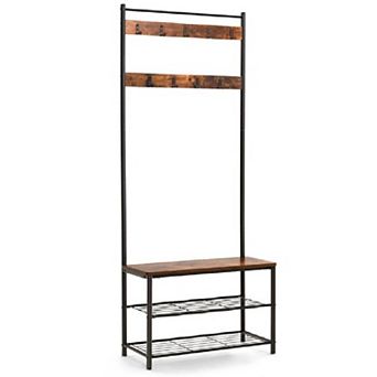 Coat Rack Hall Tree With Shoe Storage Bench