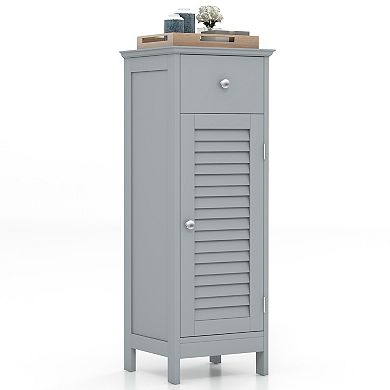 Woodern Bathroom Floor Storage Cabinet With Drawer And Shutter Door