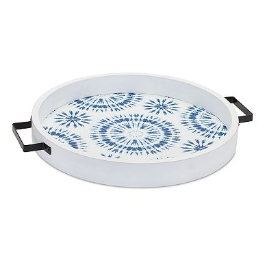 Round Wooden Tie-Dye Design Tray (Set of 2)