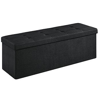 43 in Folding Storage Ottoman Bench Storage Chest Foot Rest Stool with Wooden Divider