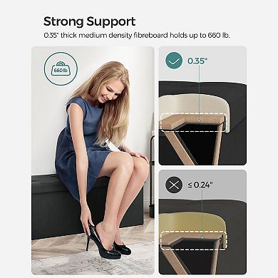 43 Inches Folding Storage Ottoman Bench Storage Chest Foot Rest Stool with Wooden Divider