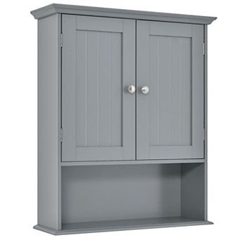 Wall Mounted Bathroom Storage Cabinet with Doors, Adjustable Shelf and Open Storage Shelf