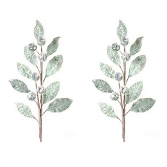 Glittered Pod Leaf Spray (Set of 2)