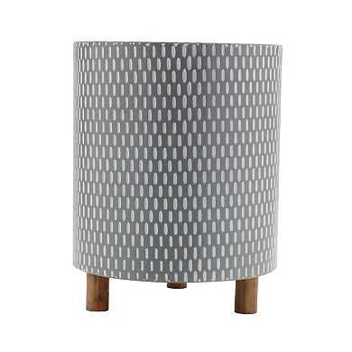Iron Metal Planter With Geometric Design And Wood Legs (set Of 3)