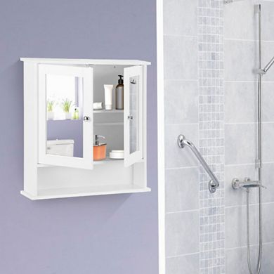 Bathroom Wall Cabinet With Double Mirror Doors