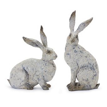 Weathered Rabbit Statue (set Of 2)
