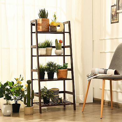 4-Tier Wicker Plant Rack with Guardrails Stable and Space-Saving
