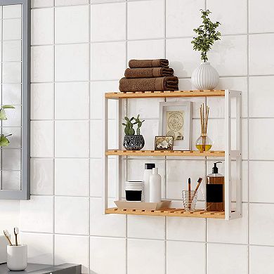 Adjustable Wicker Rack Multifunctional Bathroom, Kitchen, Living Room