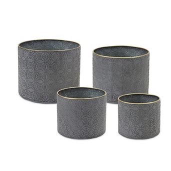 Ornate Geometric Metal Planter (Set Of 4)