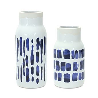 Two-tone Tie Dye Design Ceramic Vase (set of 2)