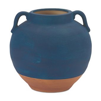 Ceramic Urn Vase With Terra Cotta Accent 7"h