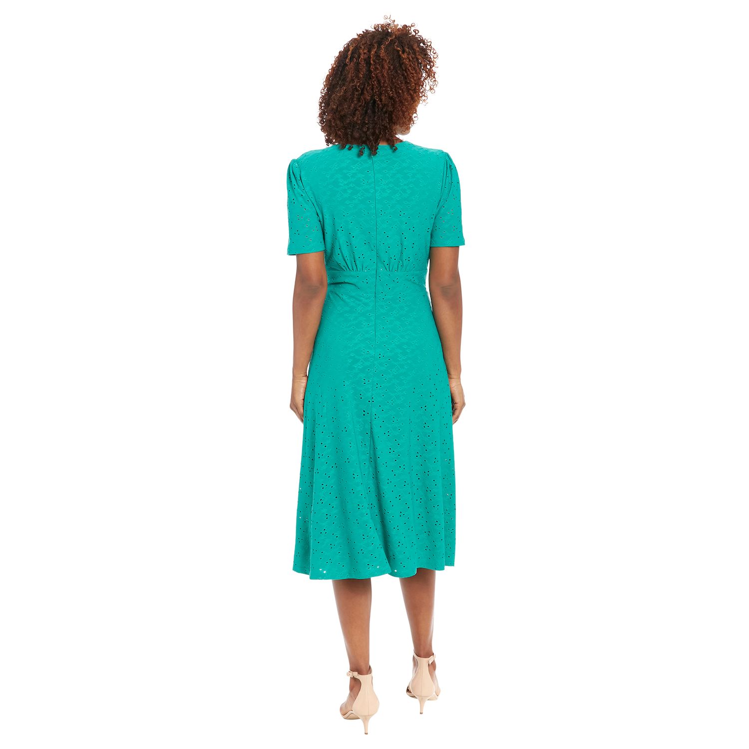 Petite London Times Elbow Sleeve Inset Waist A-Line Midi Dress