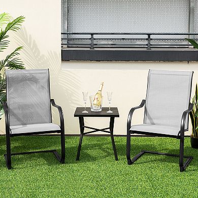 2 Pieces C-spring Motion Patio Dining Chairs With Breathable Fabric