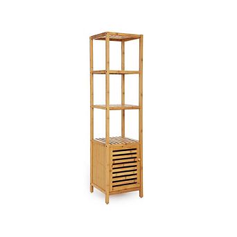 4 tier Wicker Bathroom Floor Cabinet Storage Tower Multifunctional Shelving Unit