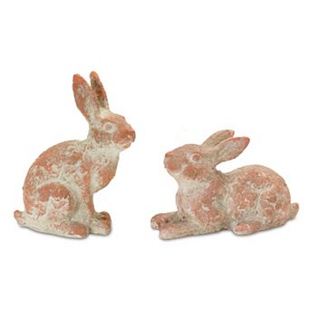 Distressed Garden Rabbit Statue (set of 2)