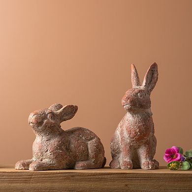 Distressed Garden Rabbit Statue (set of 2)