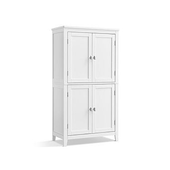 Stylish Wood Bathroom Floor Storage Cabinet with Four Doors and Ample Storage