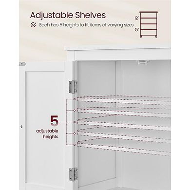 Stylish Wood Bathroom Floor Storage Cabinet with Four Doors and Ample Storage