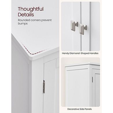 Stylish Wood Bathroom Floor Storage Cabinet with Four Doors and Ample Storage