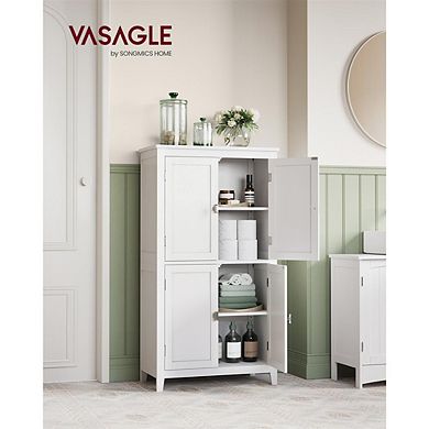 Stylish Wood Bathroom Floor Storage Cabinet with Four Doors and Ample Storage