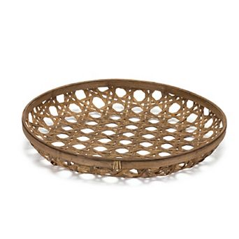 Large Round Wicker Tray 22.25"d