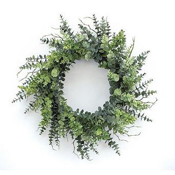 Mixed Eucalyptus Leaf Foliage Wreath With Twig Accents 29"d
