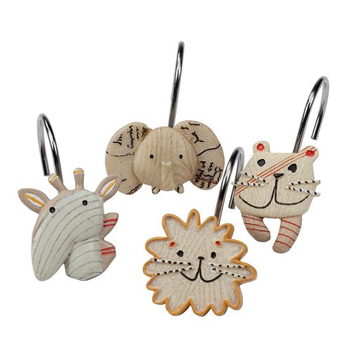 Creative Bath Animal Crackers 12pk. Shower Curtain Hooks