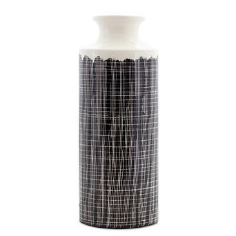 Terra Cotta Floor Vase With Criss Cross Pattern