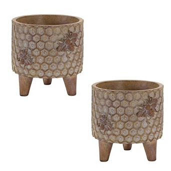 Resin Honeycomb Bumble Bee Planter With Legs (set Of 2)