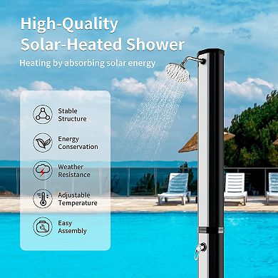 Solar Heated Shower With Adjustable Head And Foot Tap