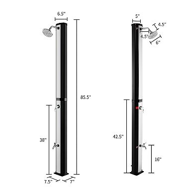 Solar Heated Shower With Adjustable Head And Foot Tap