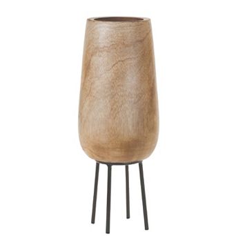 Wood Vase With Stand 15"h