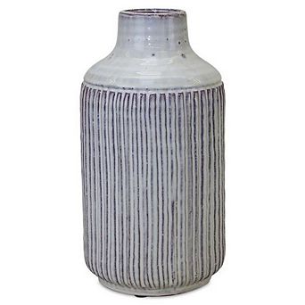 Rustic Ribbed Terra Cotta Vase 12.25"H