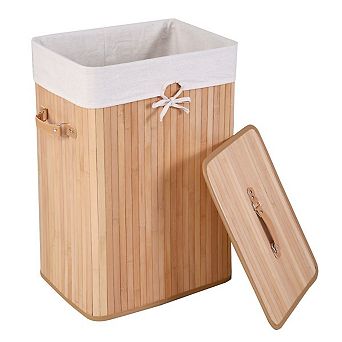 Laundry Hamper with Lid Wicker Basket with Removable Inner Bag Organizer