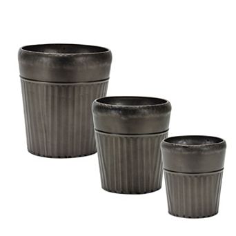 Pewter Metal Planter With Tapered Design (set of 3)