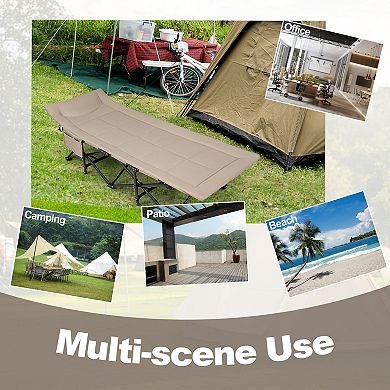 Folding Camping Cot With Carry Bag Cushion And Headrest
