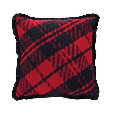 Black And Red Plaid Throw Pillow With Fringe (set Of 2)
