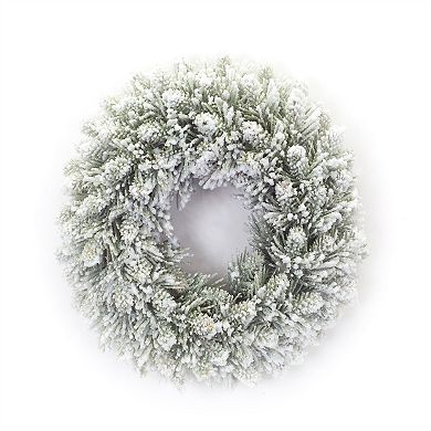 Flocked Pine Candle Ring Wreath (set Of 2)