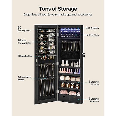 Wall-mounted Jewelry Armoire Cabinet with 6 LEDs