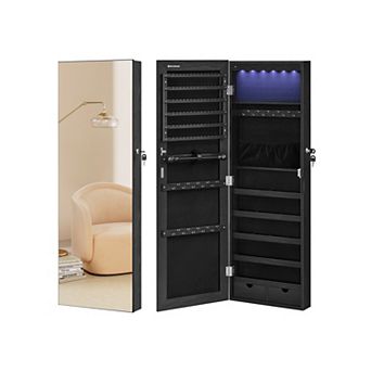 Wall-mounted Jewelry Armoire Cabinet with 6 LEDs