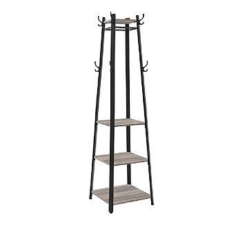 Coat Rack, Coat Stand With 3 Shelves, Hall Trees Free Standing With Hooks For Scarves
