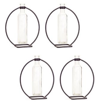 Modern Hanging Bottle Vase In Circle Stand (set Of 4)